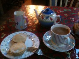 Lovely English tea and mince pies!